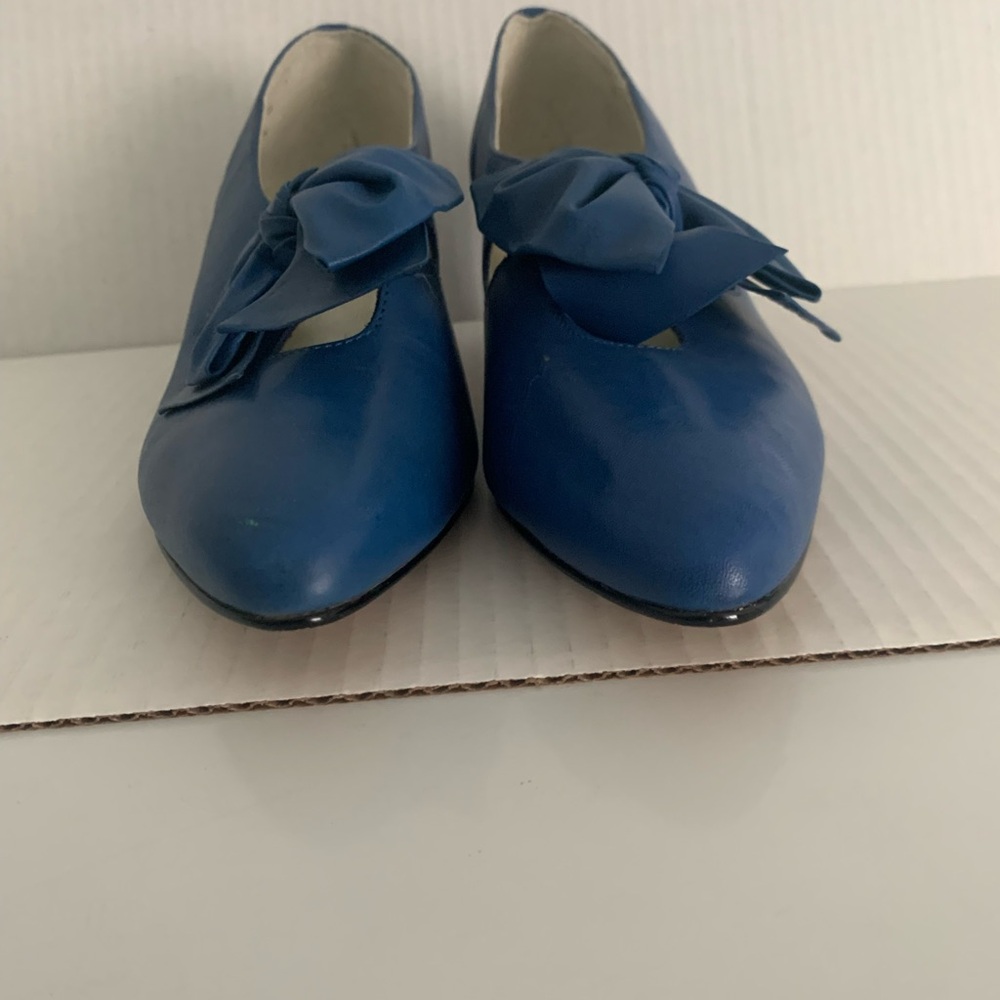 Nicole women’s blue leather pumps shoes with bow size 6.5 - Picture 2 of 8